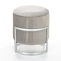 Garnero Arredamenti Pouf da salotto contenitore in velluto chiaro Franklin Grigio New