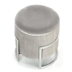 Garnero Arredamenti Pouf da salotto contenitore in velluto chiaro Franklin Grigio New