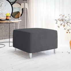 Garnero Arredamenti Pouf imbottito in tessuto 65x56cm grigio scuro Titus Tessuto Vellutato Alova Grigio Online
