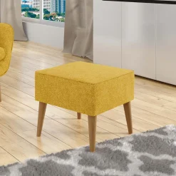Garnero Arredamenti Pouf imbottito in tessuto quadrato 65x65cm giallo Soffio Senape Discount
