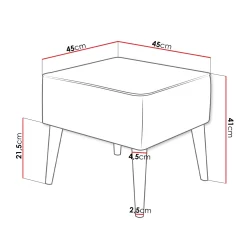Garnero Arredamenti Pouf imbottito in tessuto quadrato 65x65cm giallo Soffio Senape Discount