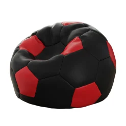 Garnero Arredamenti Pouf poltrona sacco palla da calcio ecopelle nero rosso Lionel Nero - Rosso