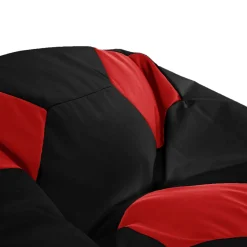 Garnero Arredamenti Pouf poltrona sacco palla da calcio ecopelle nero rosso Lionel Nero - Rosso