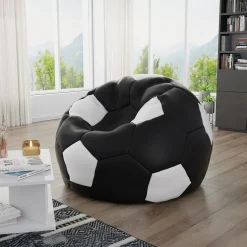 Garnero Arredamenti Pouf poltrona sacco palla da calcio ecopelle nero bianco Lionel Nero - Bianco Sale