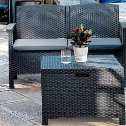 Garnero Arredamenti Salotto da giardino 2 poltrone divano tavolino con cuscini polipropilene grafite Capri Sale