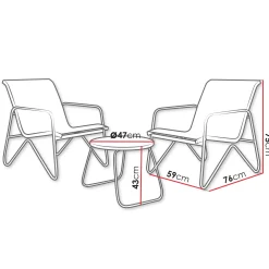 Garnero Arredamenti Salotto da giardino 2 posti con tavolino moderno antracite Nerone Discount