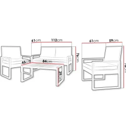 Garnero Arredamenti Salotto da giardino 4 posti con cuscini e tavolino acacia nero Timo Outlet