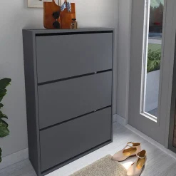 Garnero Arredamenti Scarpiera ingresso 74x110h cm moderna Palmaria Antracite