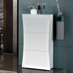 Garnero Arredamenti Scarpiera ingresso 70x121h cm 3 ante moderna bianco lucido Neve Best