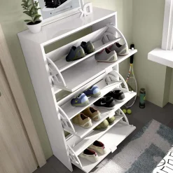 Garnero Arredamenti Scarpiera ingresso 61x113h cm moderna 3 ante bianco lucido Jepson Hot