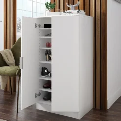 Garnero Arredamenti Scarpiera ingresso 55x108h cm 2 ante bianco frassinato Joby Clearance