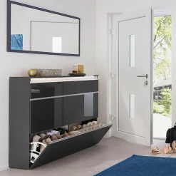Garnero Arredamenti Scarpiera ingresso 120x108h cm 2 ante lucido Eclisse Antracite Clearance