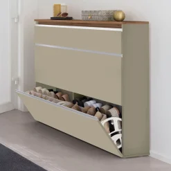 Garnero Arredamenti Scarpiera ingresso 120x108h cm 2 ante tortora rovere Eclisse Tortora - Rovere Discount