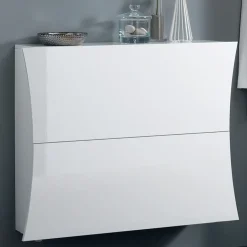 Garnero Arredamenti Scarpiera sospesa 100x82h cm 2 ante moderna bianco lucido Neve Hot