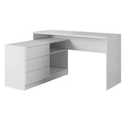 Garnero Arredamenti Scrivania angolare ufficio 138x110cm con cassettiera bianca Fallon Outlet