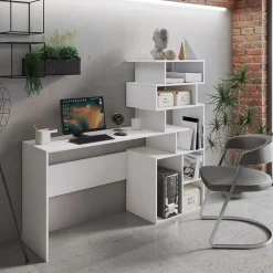 Garnero Arredamenti Scrivania 158/40cm ufficio con libreria bianco frassino Claire