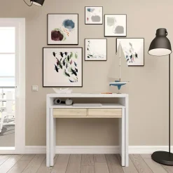 Garnero Arredamenti Scrivania 36/66cm ufficio moderna bianco opaco rovere Adam Gihome® Discount