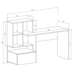 Garnero Arredamenti Scrivania 149/50cm ufficio moderna bianco rovere Jade Gihome® Bianco Opaco - Rovere Hot
