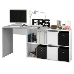 Garnero Arredamenti Scrivania 136/203cm ufficio multiposizione bianco opaco cemento Corner Online