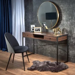 Garnero Arredamenti Scrivania consolle design industrial 123x75cm noce nero Lupino Best