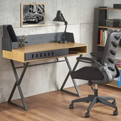 Garnero Arredamenti Scrivania consolle ingresso 110x51cm rovere nero metallo Toler Best