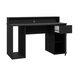 Garnero Arredamenti Scrivania gaming 140x91cm moderna con led 2 cassetti nera Crash Best