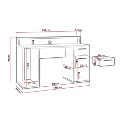 Garnero Arredamenti Scrivania gaming 140x91cm moderna con led 2 cassetti nera Crash Best