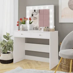 Garnero Arredamenti Scrivania postazione trucco 100x145cm con specchio bianco Dijon