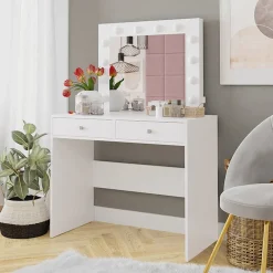 Garnero Arredamenti Scrivania postazione trucco 100x145cm con specchio bianco Dijon