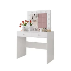 Garnero Arredamenti Scrivania postazione trucco 100x145cm con specchio bianco Dijon