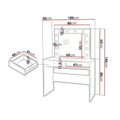 Garnero Arredamenti Scrivania postazione trucco 100x145cm con specchio bianco Dijon
