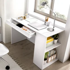 Garnero Arredamenti Scrivania salvaspazio moderna 115x50cm bianco opaco Carter