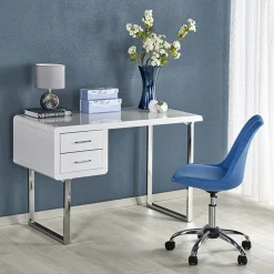 Garnero Arredamenti Scrivania ufficio con cassetti 120x76cm bianco laccato lucido Croset New