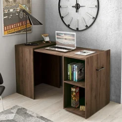 Garnero Arredamenti Scrivania ufficio moderna 42-132cm salvaspazio richiudibile rovere scuro Rocky Wengè Discount