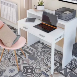 Garnero Arredamenti Scrivania ufficio salvaspazio moderna 37/71cm bianco opaco Eva Discount