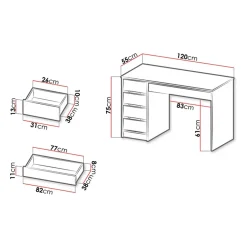 Garnero Arredamenti Scrivania ufficio 120x75cm 5 cassetti Blackpool Bianco Opaco Outlet