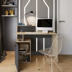 Garnero Arredamenti Scrivania ufficio 110x95cm con mobile contenitore grigio rovere chiaro Aldeia Clearance