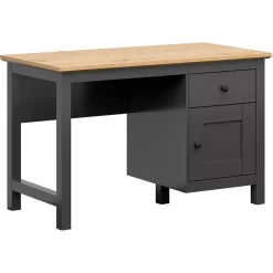 Garnero Arredamenti Scrivania 120x75cm 2 cassetti nero grafite rovere chiaro Holga Best