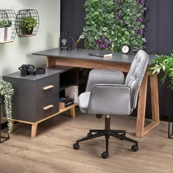 Garnero Arredamenti Scrivania 134x90cm angolare reversibile antracite quercia Iperico Best