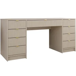 Garnero Arredamenti Scrivania 154x55cm con 9 cassetti cannettata Athena Beige Outlet