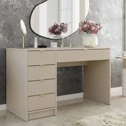 Garnero Arredamenti Scrivania 120x55cm con 5 cassetti cannettata Athena Beige Online