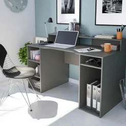 Garnero Arredamenti Scrivania 136x67cm gaming salvaspazio grigio antracite Newton Hot