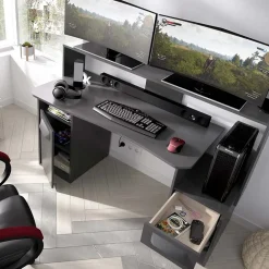 Garnero Arredamenti Scrivania 154x69cm gaming salvaspazio moderna grafite Seneca Sale