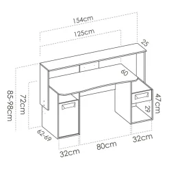 Garnero Arredamenti Scrivania 154x69cm gaming salvaspazio moderna grafite Seneca Sale