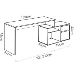 Garnero Arredamenti Scrivania 139x92cm ufficio angolare moderna Teddy Bianco Opaco Sale