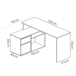Garnero Arredamenti Scrivania 139x92cm ufficio angolare moderna Teddy Bianco Opaco Sale