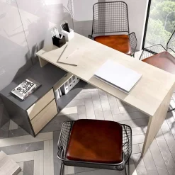 Garnero Arredamenti Scrivania 139x92cm ufficio angolare moderna rovere grafite Teddy Rovere - Grafite Clearance