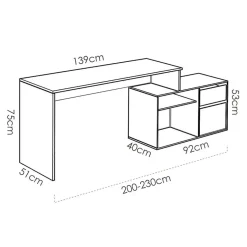 Garnero Arredamenti Scrivania 139x92cm ufficio angolare moderna rovere grafite Teddy Rovere - Grafite Clearance