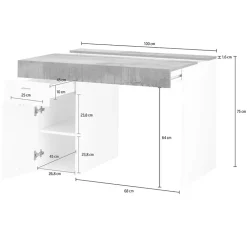 Garnero Arredamenti Scrivania 100x60cm ufficio salvaspazio bianco lucido pero Becka