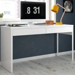 Garnero Arredamenti Scrivania 138x50cm ufficio salvaspazio moderna bianco opaco Sense New